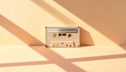 Fototapeta premium Retro cassette sensibility staying above the sunburst 