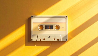 Fototapeta premium Retro cassette sensibility staying above the sunburst 