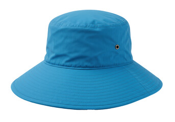 Isolated blue bucket hat for summer vacation, sun protection headwear for men or women