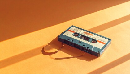 Fototapeta premium Retro cassette sensibility staying above the sunburst 