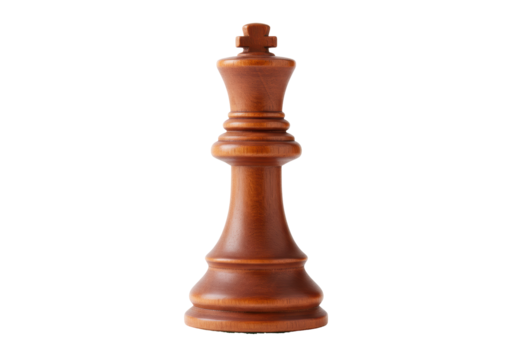 Isolated Wood King Chess Piece, Symbol of Royalty, Leadership and Strategy