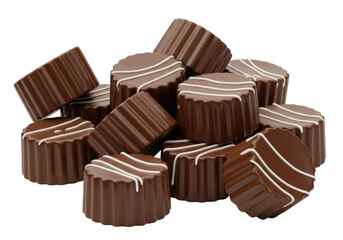 Isolated tempting chocolate treats arranged close together, delicious confectionery food design