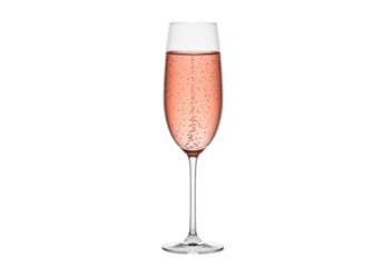 Isolated tall glass flute of rose colored champagne, perfect for celebrations and events