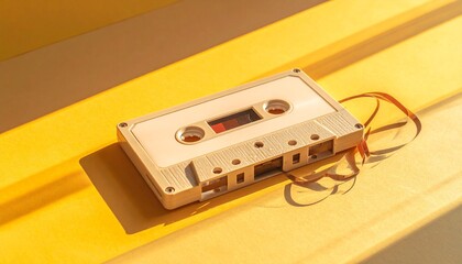 Fototapeta premium Retro cassette sensibility staying above the sunburst 