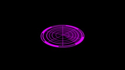Futuristic purple hud interface animation. Rotating circular radar scan technology sci fi cyberpunk digital display screen graphic design element motion background loop seamless 4 k ultra h d. - Powered by Adobe