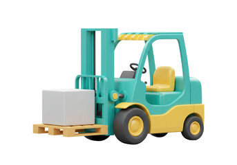 Isolated Forklift with Pallet, Transporting Parcel, Package Delivery, Distribution and Logistics