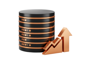 Isolated data storage growing up icon, graph and server, business and finance concept idea