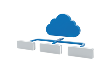 Isolated cloud computing network topology diagram with nodes connected with lines