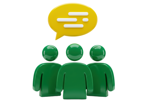 Isolated community of communicators, idea exchange meeting, teamwork discussion collaboration