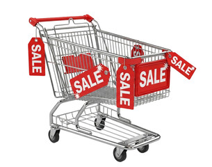 Shopping Cart With Sale Tag Transparent Background