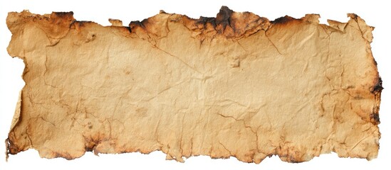 Fototapeta premium Aged parchment with burnt edges, wrinkled and textured surface