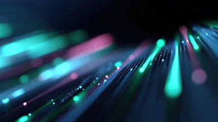 technology infographics background, neon charts and digital data streams, futuristic abstract design