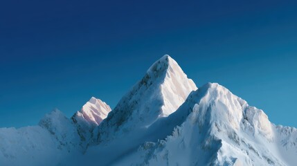 winter snowy mountain peak background with clear sky