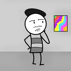 Stickman Art Critic in Gallery