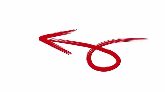 hand drawn arrow animation with red paint brush effect on transparent background