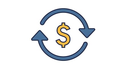 Icon of a circle arrows loop with dollar sign inside