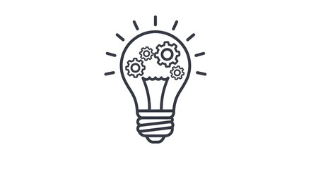 Fototapeta premium Icon of a light bulb with gears inside, clean outline
