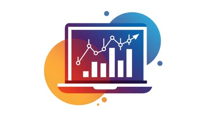 Obraz premium Abstract icon of a laptop with financial chart on screen