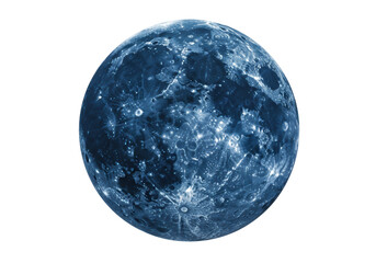 Isolated moon surface, blue and silver celestial body, lunar sphere of natural satellite