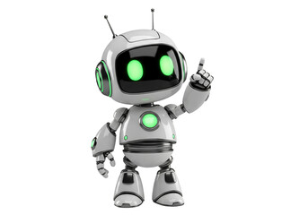 Happy Chatbot. 3D AI Character, Virtual Assistant on White Display, GPT Iconic Bot. Tech Innovation, AI Help Service, Cute Bot