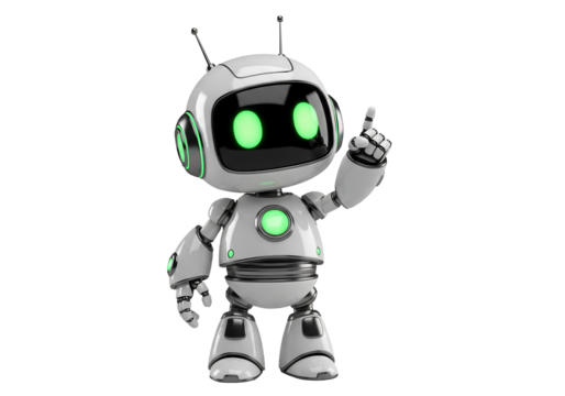 Happy Chatbot. 3D AI Character, Virtual Assistant on White Display, GPT Iconic Bot. Tech Innovation, AI Help Service, Cute Bot