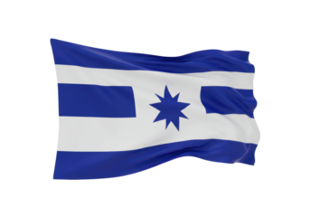 Isolated flag of Entre Rios Province Argentina showing a star and blue and white stripes
