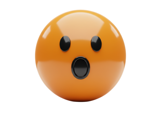 Isolated Surprised Emoji Face with Mouth Open Showing Wonder, Joy and Amazement, Social Media
