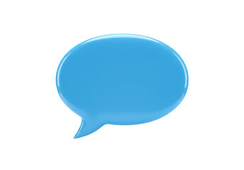 Isolated Blue Speech Bubble, Shiny Glossy Communication Balloon, Chat Balloon Message Icon