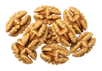 Isolated Walnuts Kernel Halves Grouped, Tasty Vegan Raw Superfood Snack for a Healthy Lifestyle