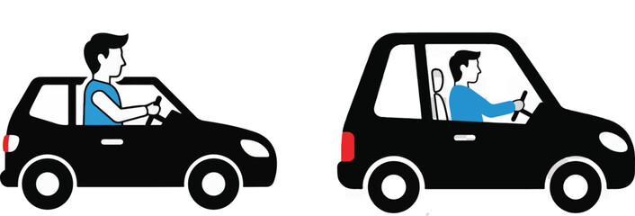 Two Compact Cars with Male Drivers: Open-Top and Closed-Roof