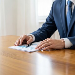 Businessman analyzes data at office desk