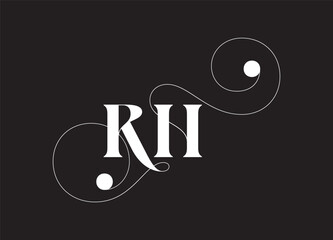 RH letter logo design on luxury background