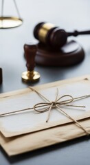 Legal documents display in courtroom