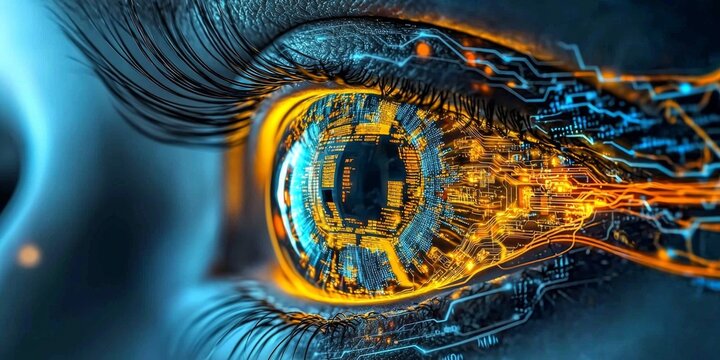Eye and digital technology concept illustration.