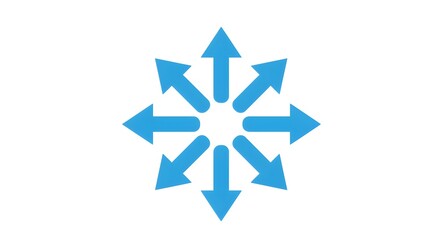 Flat icon of arrows pointing outward, business expansion