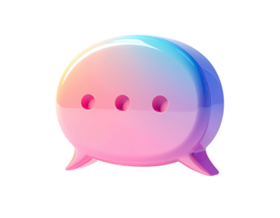 3-dot speech bubble, glossy, vibrant colors