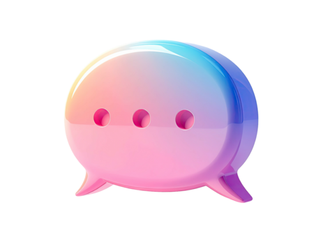 3-dot speech bubble, glossy, vibrant colors