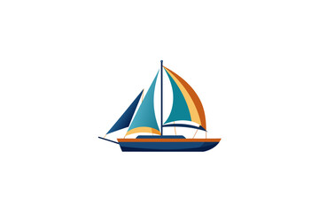 sailing boat on white background