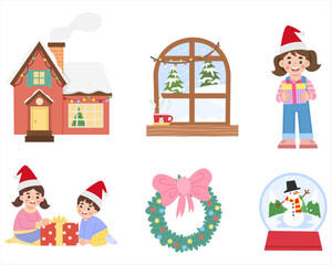 Christmas illustration set in flat style