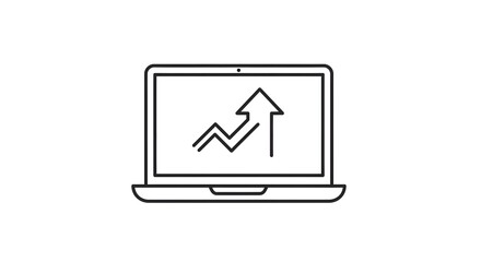 Outline icon of laptop with upward arrow