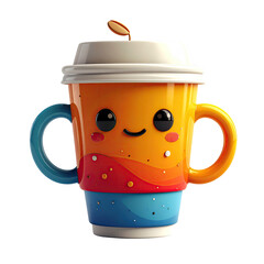 Cute cartoon coffee cup with happy face