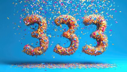 Celebration number 333, confetti