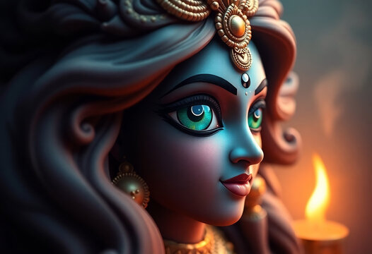 Happy Navratri 9 Days, Nine Goddess illustration with goddess eye.