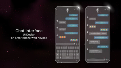 Smartphone Chat Interface UI – Mobile Messaging App Design with Dialogue Window, Keypad, and SMS Conversation Screen Vector Illustration