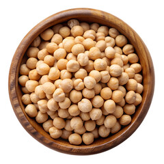 Wooden Bowl Filled with Dried Chickpeas Overhead Shot Perfect for Healthy Eating and Culinary Designs on transparent background
