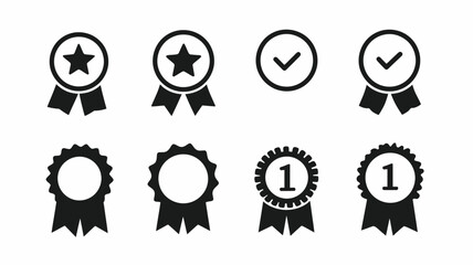 Illustration showing a set of awards and check marks in black and white color palette and simple design