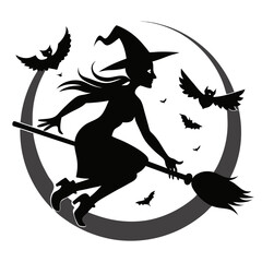 witch flying on a broom