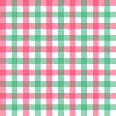 Colorful gingham seamless pattern for Christmas.Checkered tartan plaid repeat pattern in red green white.Geometric vector background wallpaper.