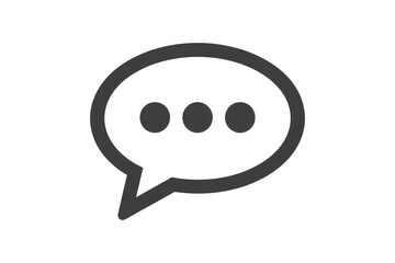 Obraz premium A dark gray speech bubble with three dots, signifying a message or notification. background removed
