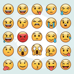  Face emotion icon of emoticon, smiley and emoji